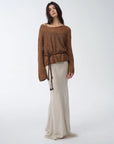 Mohair Sequin Knit Blended Hollow oversized sweater Loose O - Neck Top Long Sleeve,"Sparkling Spring" - variant_title