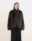 "Monet's Garden" imported high - quality fox fur V - neck spray - colored jacket - variant_title