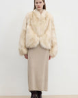 "Monet's Garden" imported high - quality fox fur V - neck spray - colored jacket - variant_title