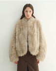 "Monet's Garden" imported high - quality fox fur V - neck spray - colored jacket - variant_title