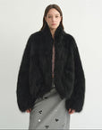 "Monet's Garden" imported high - quality fox fur V - neck spray - colored jacket - variant_title