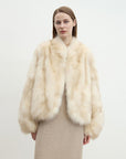 "Monet's Garden" imported high - quality fox fur V - neck spray - colored jacket - variant_title