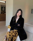 "Moon Serenade" High - luxury imported velvet mink woven fur coat mid - length mink coat (handmade) - variant_title