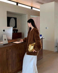 "Moon Serenade" High - luxury imported velvet mink woven fur coat mid - length mink coat (handmade) - variant_title