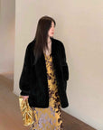 "Moon Serenade" High - luxury imported velvet mink woven fur coat mid - length mink coat (handmade) - variant_title