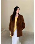 "Moon Serenade" High - luxury imported velvet mink woven fur coat mid - length mink coat (handmade) - variant_title