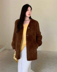 "Moon Serenade" High - luxury imported velvet mink woven fur coat mid - length mink coat (handmade) - variant_title