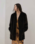 "Moon Serenade" High - luxury imported velvet mink woven fur coat mid - length mink coat (handmade) - variant_title
