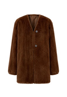 Moon Serenade Honey Color hand-woven mink coat, transparent product view