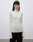 "Moonlight Essence" Machine Washable 48S Wool Pile Collar Bottoming Shirt Slim Fit Inner Knitted Sweater for Women - variant_title