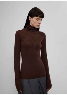 "Moonlight Essence" Machine Washable 48S Wool Pile Collar Bottoming Shirt Slim Fit Inner Knitted Sweater for Women - variant_title