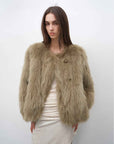 Morning Mist Manor Urban Chic Chicken Heart Collar Drop Shoulder Fox Fur Coat - variant_title