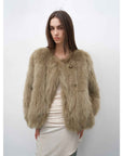 Morning Mist Manor Urban Chic Chicken Heart Collar Drop Shoulder Fox Fur Coat - variant_title