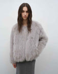 Morning Mist Manor Urban Chic Chicken Heart Collar Drop Shoulder Fox Fur Coat - variant_title