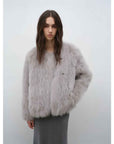 Morning Mist Manor Urban Chic Chicken Heart Collar Drop Shoulder Fox Fur Coat - variant_title