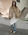 Morning Mist Manor Urban Chic Chicken Heart Collar Drop Shoulder Fox Fur Coat - variant_title