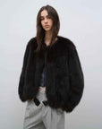 Morning Mist Manor Urban Chic Chicken Heart Collar Drop Shoulder Fox Fur Coat - variant_title