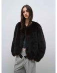 Morning Mist Manor Urban Chic Chicken Heart Collar Drop Shoulder Fox Fur Coat - variant_title