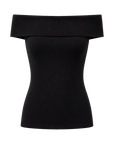 Mulberry silk off-shoulder knitted summer top black product cutout