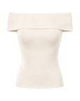 Mulberry silk off-shoulder knitted summer top off-white product cutout