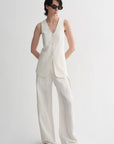 Mulberry silk linen V - neck vest summer suit for women - variant_title