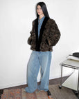 "Multiple Stripes" Retro Personalized Stripe Print Delicate V - Neck Rex Rabbit Fur Jacket - variant_title