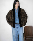 "Multiple Stripes" Retro Personalized Stripe Print Delicate V - Neck Rex Rabbit Fur Jacket - variant_title