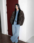 "Multiple Stripes" Retro Personalized Stripe Print Delicate V - Neck Rex Rabbit Fur Jacket - variant_title