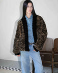 "Multiple Stripes" Retro Personalized Stripe Print Delicate V - Neck Rex Rabbit Fur Jacket - variant_title