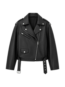 Murasaki River lambskin biker jacket - Black product cutout