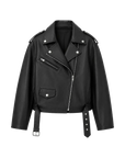 Murasaki River lambskin biker jacket - Black product cutout