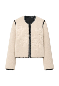 Muse Project embroidered Merino shearling short coat, front product view