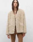 My Little Curly black Toscana shearling jacket collar detail