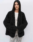 My Little Curly black Toscana shearling jacket texture detail