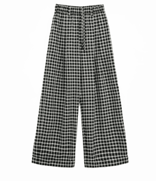National Style Tencel Acetate Jacquard/Drape Linen Plaid Retro Casual Pants Spring"Plaid Accent" - variant_title