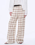 National Style Tencel Acetate Jacquard/Drape Linen Plaid Retro Casual Pants Spring"Plaid Accent" - variant_title