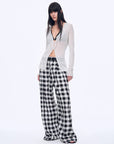 National Style Tencel Acetate Jacquard/Drape Linen Plaid Retro Casual Pants Spring"Plaid Accent" - variant_title