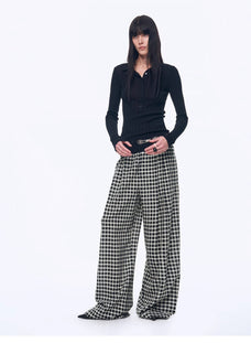 National Style Tencel Acetate Jacquard/Drape Linen Plaid Retro Casual Pants Spring"Plaid Accent" - variant_title