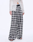 National Style Tencel Acetate Jacquard/Drape Linen Plaid Retro Casual Pants Spring"Plaid Accent" - variant_title