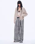 National Style Tencel Acetate Jacquard/Drape Linen Plaid Retro Casual Pants Spring"Plaid Accent" - variant_title