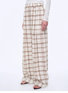 National Style Tencel Acetate Jacquard/Drape Linen Plaid Retro Casual Pants Spring"Plaid Accent" - variant_title