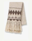 Light gray Nepal alpaca wool jacquard tassel scarf product view - Fireladyfur