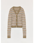 "Nice Weekend" striped mixed woven V - neck early spring layered knitted cardigan top/vest - variant_title