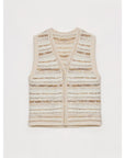 "Nice Weekend" striped mixed woven V - neck early spring layered knitted cardigan top/vest - variant_title