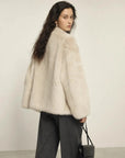 Night in Paris camel Toscana shearling coat, back three-quarter view