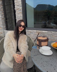 "Night in Paris" imported Tuscan sheepskin women's V - neck age - reducing lamb fur coat - variant_title