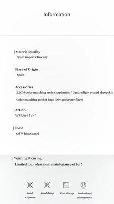 Night in Paris Toscana shearling coat materials and care information