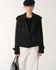 "Night Messenger" anti - wrinkle waterproof large lapel short straight box windbreaker for women - variant_title