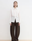 "Nostalgic Stroll" Wool Blended High Waist Curved Scimitar Casual Pants for Women - variant_title