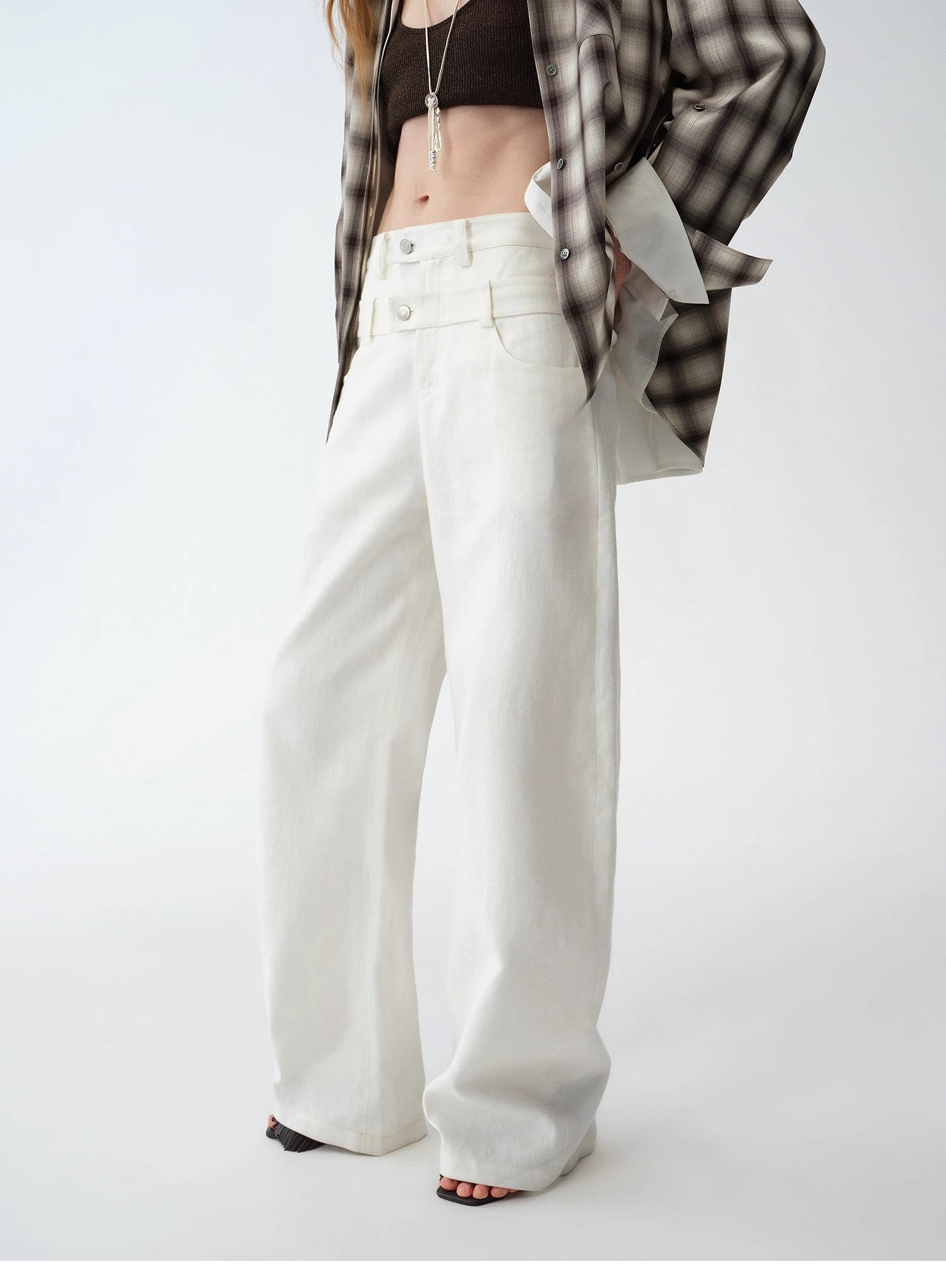 Old Money Style Linen Cut Scimitar Pants"Weiss Love Letter" - variant_title